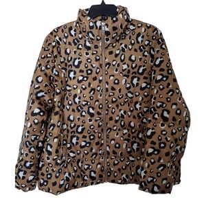 Who What Wear Brown Black White  leopard print puffer jacket size large